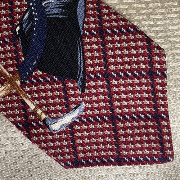 Vintage Village Ltd of Salt Lake City Equestrian Polo Design Men’s Silk Tie - Picture 4 of 8